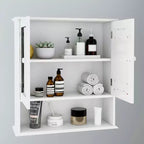 Meuble Haut de Salle de Bain avec Portes Miroirs Doubles et Étagères