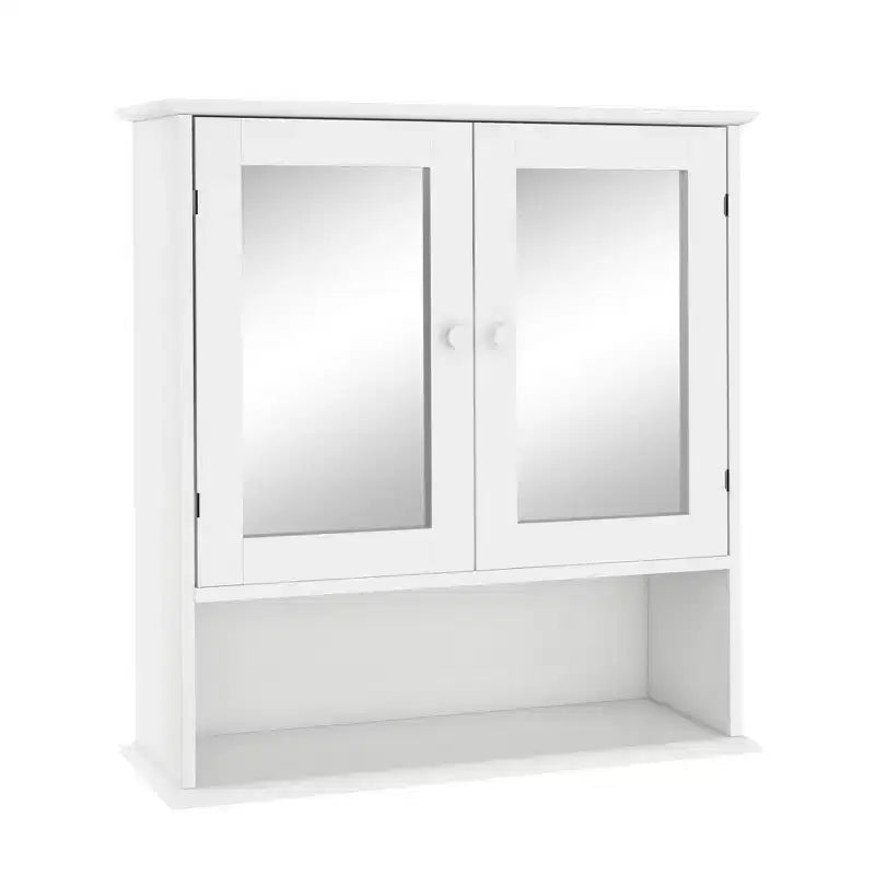 Meuble Haut de Salle de Bain avec Portes Miroirs Doubles et Étagères