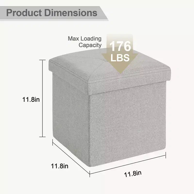 Banc Ottoman Pliable avec Rangement 46/30/15/11.8, Coffre de Rangement, Repose-Pieds en Tissu Lin, Tabourets de Rangement, Ottoman Pliable avec Rangement