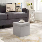 Banc Ottoman Pliable avec Rangement 46/30/15/11.8, Coffre de Rangement, Repose-Pieds en Tissu Lin, Tabourets de Rangement, Ottoman Pliable avec Rangement