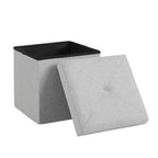 Banc Ottoman Pliable avec Rangement 46/30/15/11.8, Coffre de Rangement, Repose-Pieds en Tissu Lin, Tabourets de Rangement, Ottoman Pliable avec Rangement