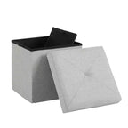Banc Ottoman Pliable avec Rangement 46/30/15/11.8, Coffre de Rangement, Repose-Pieds en Tissu Lin, Tabourets de Rangement, Ottoman Pliable avec Rangement