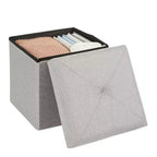Banc Ottoman Pliable avec Rangement 46/30/15/11.8, Coffre de Rangement, Repose-Pieds en Tissu Lin, Tabourets de Rangement, Ottoman Pliable avec Rangement