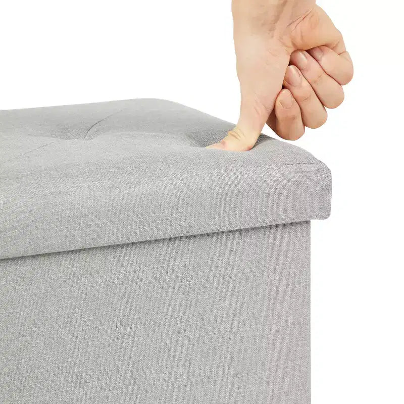 Banc Ottoman Pliable avec Rangement 46/30/15/11.8, Coffre de Rangement, Repose-Pieds en Tissu Lin, Tabourets de Rangement, Ottoman Pliable avec Rangement