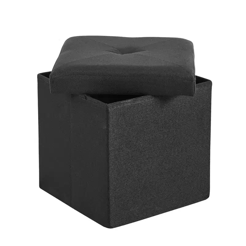 Banc Ottoman Pliable avec Rangement 46/30/15/11.8, Coffre de Rangement, Repose-Pieds en Tissu Lin, Tabourets de Rangement, Ottoman Pliable avec Rangement