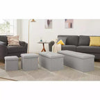 Banc Ottoman Pliable avec Rangement 46/30/15/11.8, Coffre de Rangement, Repose-Pieds en Tissu Lin, Tabourets de Rangement, Ottoman Pliable avec Rangement