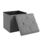 Banc Ottoman Pliable avec Rangement 46/30/15/11.8, Coffre de Rangement, Repose-Pieds en Tissu Lin, Tabourets de Rangement, Ottoman Pliable avec Rangement