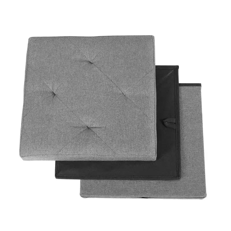 Banc Ottoman Pliable avec Rangement 46/30/15/11.8, Coffre de Rangement, Repose-Pieds en Tissu Lin, Tabourets de Rangement, Ottoman Pliable avec Rangement