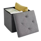 Banc Ottoman Pliable avec Rangement 46/30/15/11.8, Coffre de Rangement, Repose-Pieds en Tissu Lin, Tabourets de Rangement, Ottoman Pliable avec Rangement