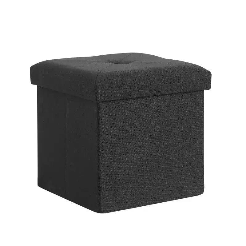Banc Ottoman Pliable avec Rangement 46/30/15/11.8, Coffre de Rangement, Repose-Pieds en Tissu Lin, Tabourets de Rangement, Ottoman Pliable avec Rangement