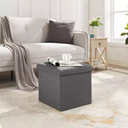 Banc Ottoman Pliable avec Rangement 46/30/15/11.8, Coffre de Rangement, Repose-Pieds en Tissu Lin, Tabourets de Rangement, Ottoman Pliable avec Rangement