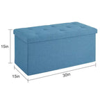 Banc Ottoman Pliable avec Rangement 46/30/15/11.8, Coffre de Rangement, Repose-Pieds en Tissu Lin, Tabourets de Rangement, Ottoman Pliable avec Rangement