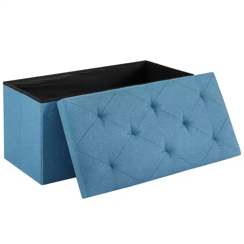 Banc Ottoman Pliable avec Rangement 46/30/15/11.8, Coffre de Rangement, Repose-Pieds en Tissu Lin, Tabourets de Rangement, Ottoman Pliable avec Rangement