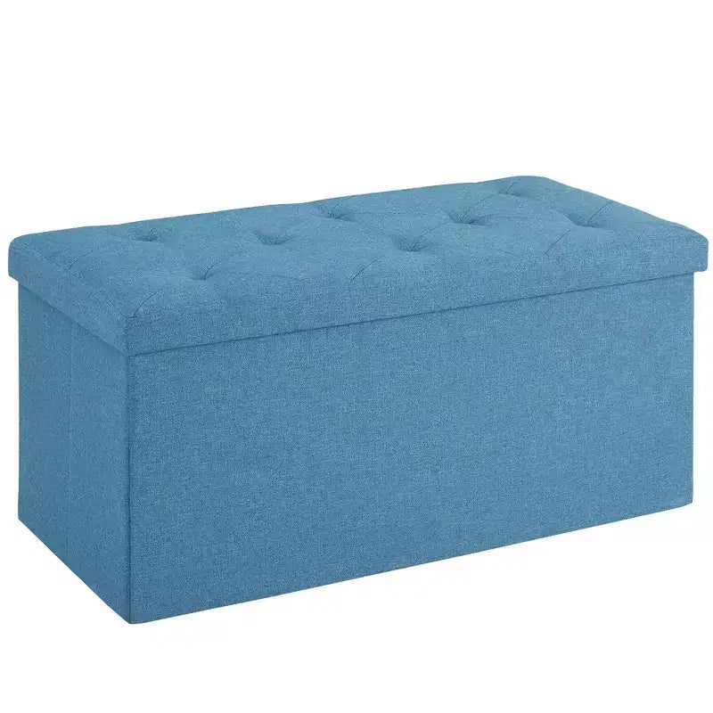 Banc Ottoman Pliable avec Rangement 46/30/15/11.8, Coffre de Rangement, Repose-Pieds en Tissu Lin, Tabourets de Rangement, Ottoman Pliable avec Rangement