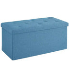 Banc Ottoman Pliable avec Rangement 46/30/15/11.8, Coffre de Rangement, Repose-Pieds en Tissu Lin, Tabourets de Rangement, Ottoman Pliable avec Rangement