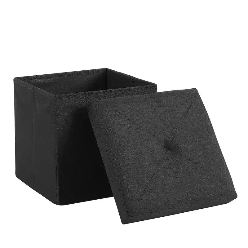 Banc Ottoman Pliable avec Rangement 46/30/15/11.8, Coffre de Rangement, Repose-Pieds en Tissu Lin, Tabourets de Rangement, Ottoman Pliable avec Rangement