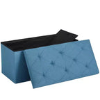 Banc Ottoman Pliable avec Rangement 46/30/15/11.8, Coffre de Rangement, Repose-Pieds en Tissu Lin, Tabourets de Rangement, Ottoman Pliable avec Rangement