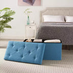Banc Ottoman Pliable avec Rangement 46/30/15/11.8, Coffre de Rangement, Repose-Pieds en Tissu Lin, Tabourets de Rangement, Ottoman Pliable avec Rangement