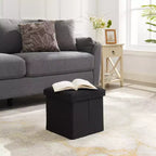 Banc Ottoman Pliable avec Rangement 46/30/15/11.8, Coffre de Rangement, Repose-Pieds en Tissu Lin, Tabourets de Rangement, Ottoman Pliable avec Rangement