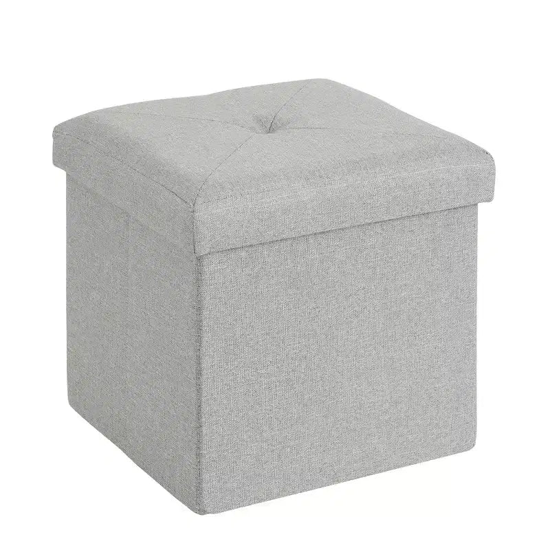 Banc Ottoman Pliable avec Rangement 46/30/15/11.8, Coffre de Rangement, Repose-Pieds en Tissu Lin, Tabourets de Rangement, Ottoman Pliable avec Rangement
