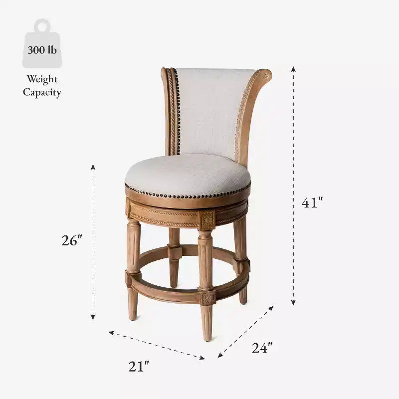 Tabourets de bar pivotants à hauteur de comptoir en tissu