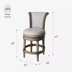 Tabourets de bar pivotants à hauteur de comptoir en tissu
