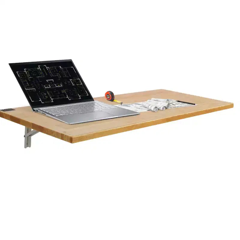 VEVOR Wall Mounted Folding Table, 47.24 x 19.69 Wall Mount Drop Leaf Table, Wooden Floating Desk with Iron Bracket, Fold Down Desk