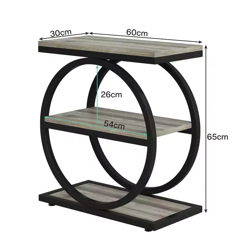 Table d'appoint industrielle à 3 niveaux pour canapé, design mince, usage domestique multifonctionnel