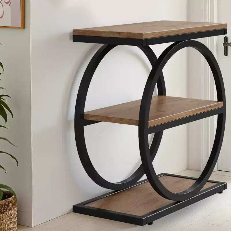 Table d'appoint industrielle à 3 niveaux pour canapé, design mince, usage domestique multifonctionnel