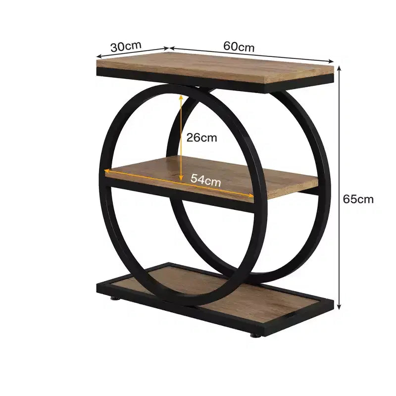 Table d'appoint industrielle à 3 niveaux pour canapé, design mince, usage domestique multifonctionnel