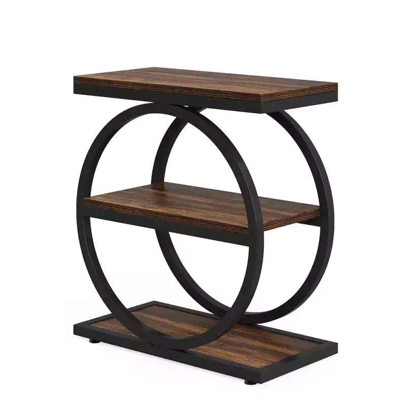 Table d'appoint industrielle à 3 niveaux pour canapé, design mince, usage domestique multifonctionnel