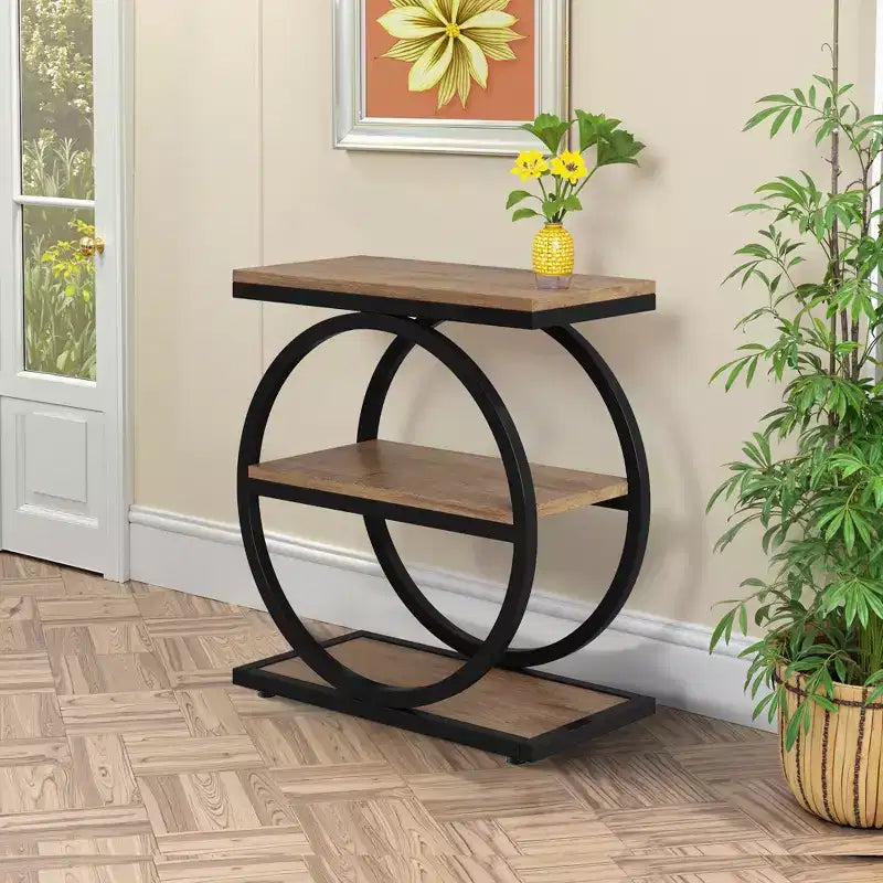 Table d'appoint industrielle à 3 niveaux pour canapé, design mince, usage domestique multifonctionnel