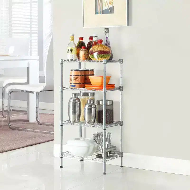 Karl Home Steel Metal Assembly 4-Shelf Storage Rack Silver