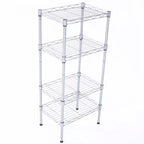 Étagère de rangement 4 tablettes en métal acier, argent