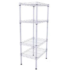 Étagère de rangement 4 tablettes en métal acier, argent