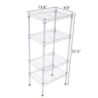 Étagère de rangement 4 tablettes en métal acier, argent
