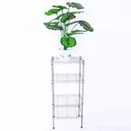 Étagère de rangement 4 tablettes en métal acier, argent
