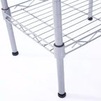 Étagère de rangement 4 tablettes en métal acier, argent