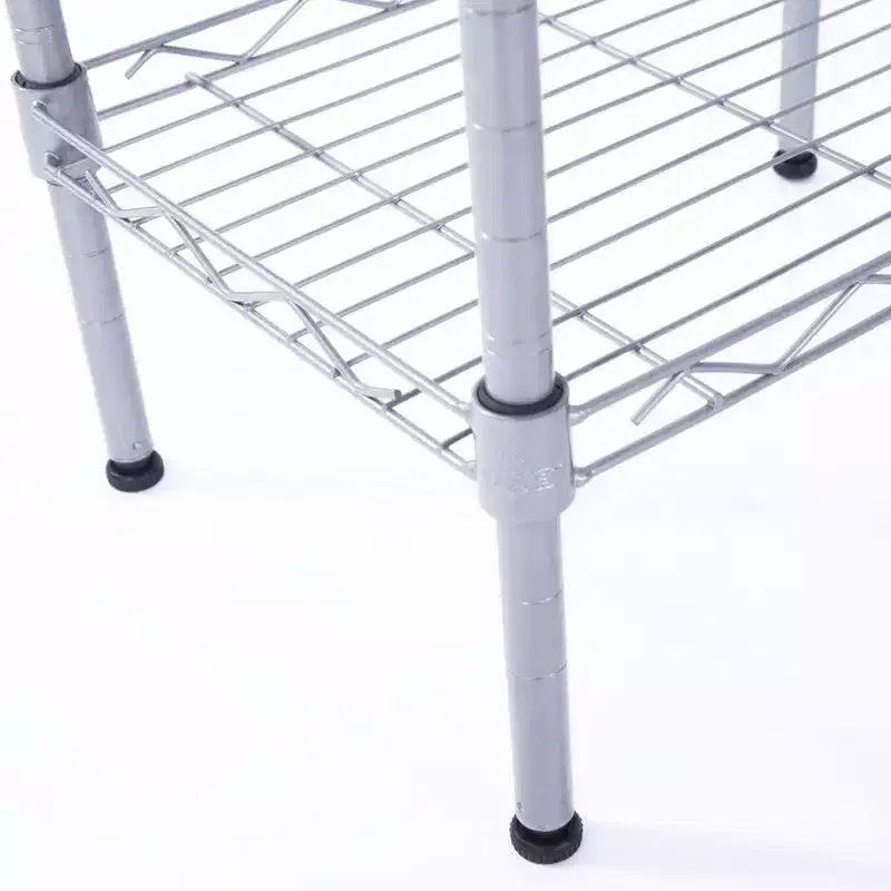 Étagère de rangement 4 tablettes en métal acier, argent