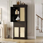 Grand meuble de rangement de 175 cm de haut, armoire de rangement en rotin, étagères réglables, buffet autoportant avec tiroir pour salle de bain, salle à manger, salon