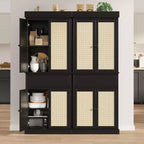 Grand meuble de rangement de 175 cm de haut, armoire de rangement en rotin, étagères réglables, buffet autoportant avec tiroir pour salle de bain, salle à manger, salon