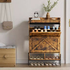Meuble à chaussures avec 2 tiroirs basculants - Organisateur de rangement autonome pour entrée, Meuble à chaussures étroit, Séparation sec/humide avec pieds en métal
