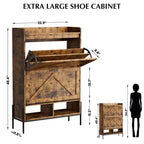 Meuble à chaussures avec 2 tiroirs basculants - Organisateur de rangement autonome pour entrée, Meuble à chaussures étroit, Séparation sec/humide avec pieds en métal