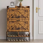 Meuble à chaussures avec 2 tiroirs basculants - Organisateur de rangement autonome pour entrée, Meuble à chaussures étroit, Séparation sec/humide avec pieds en métal