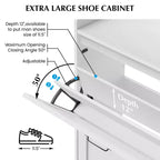 Meuble à chaussures avec 2 tiroirs basculants - Organisateur de rangement autonome pour entrée, Meuble à chaussures étroit, Séparation sec/humide avec pieds en métal