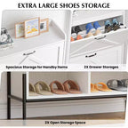 Meuble à chaussures avec 2 tiroirs basculants - Organisateur de rangement autonome pour entrée, Meuble à chaussures étroit, Séparation sec/humide avec pieds en métal