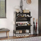 Meuble à chaussures avec 2 tiroirs basculants - Organisateur de rangement autonome pour entrée, Meuble à chaussures étroit, Séparation sec/humide avec pieds en métal