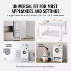 Piédestal de laveuse-sécheuse avec étagère de rangement, 71L x 71l x 41H cm, Support de base universel pour laveuse et sécheuse, Capacité de 300 kg