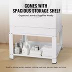 Piédestal de laveuse-sécheuse avec étagère de rangement, 71L x 71l x 41H cm, Support de base universel pour laveuse et sécheuse, Capacité de 300 kg