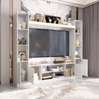 Meuble TV moderne et minimaliste : Meuble console de design moderne avec grand espace de rangement, étagère TV flottante